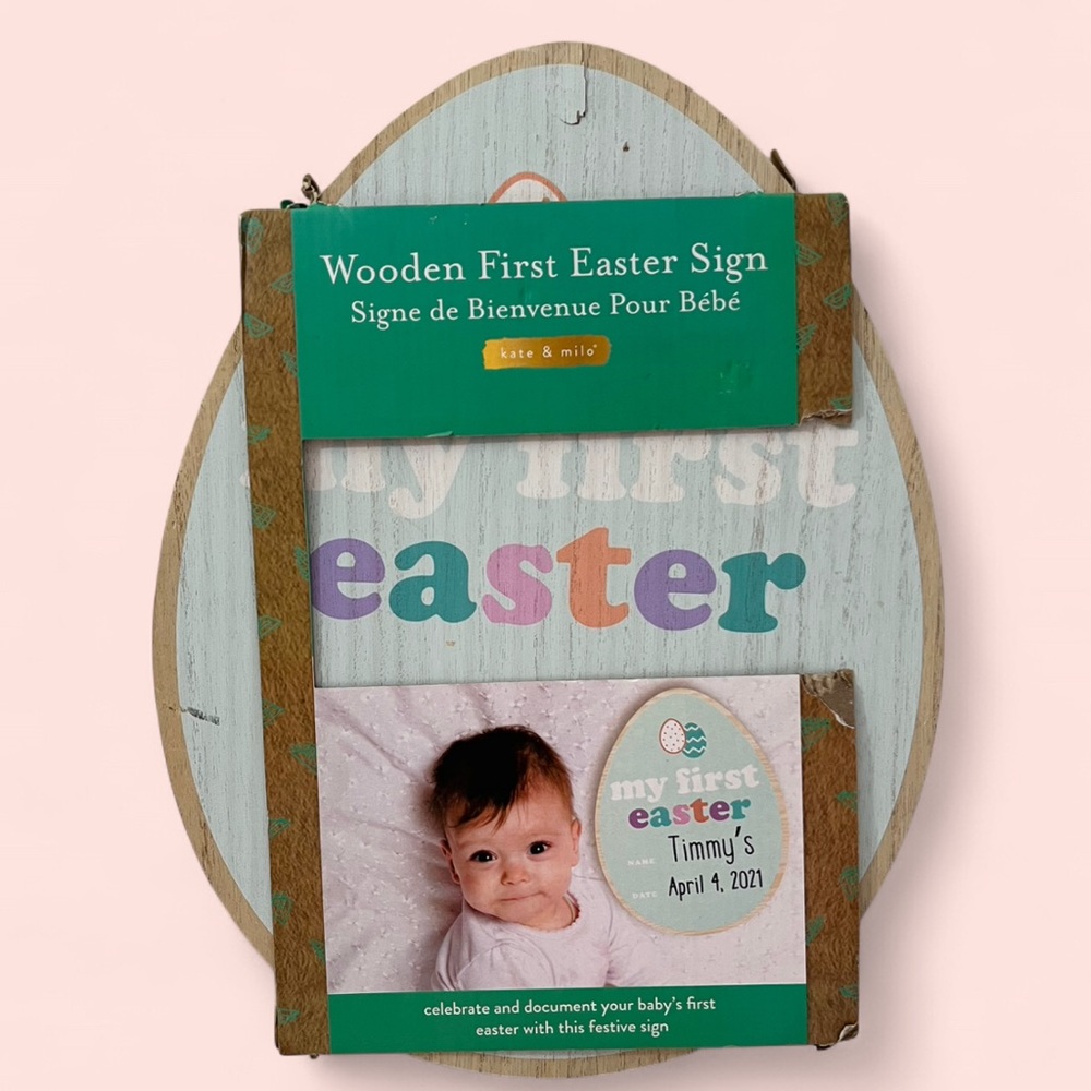 Kate & Milo My First Easter Wooden Sign - Photo Prop Nursery Decor Keepsake